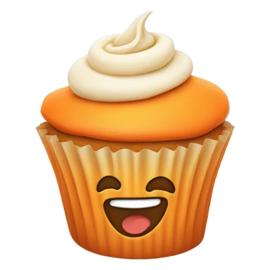 Orange cupcake with a happy face sticker
