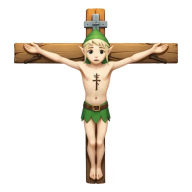 Elf getting crucified on cross sticker