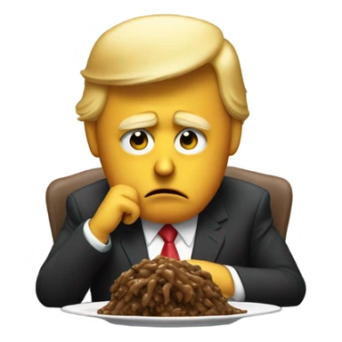 sad donald trump with poop emoji on a plate sticker