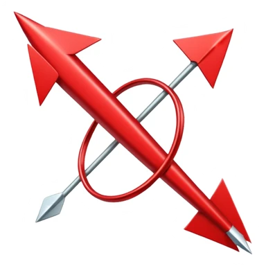 red arrow pointing down against a molecule background sticker