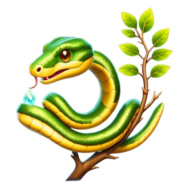 Snake wrapped around a glowing branch sticker
