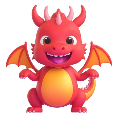 face of a cute fitness dragon coach, 3D emoji style, playful expression, blushing cheeks sticker