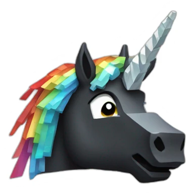 Minecraft Rainbow Black Unicorn Head With Diamond Horn sticker