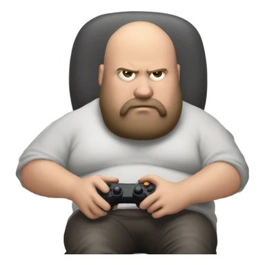 Fat man gamer with hairy face sitting sticker