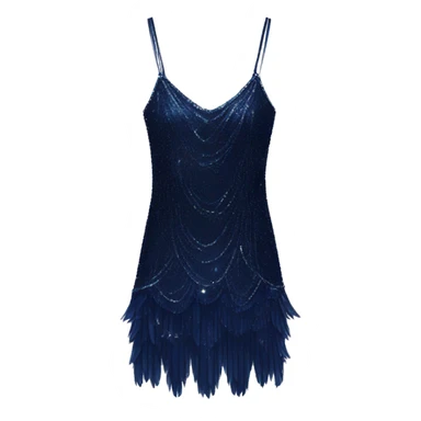 Navy blue sparkly flapper style dress with thin straps sticker