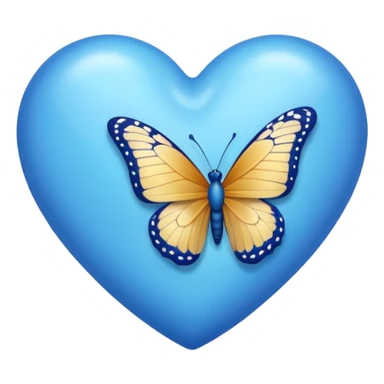 blue heart with a butterfly sticker