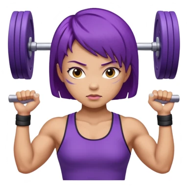 muscularweight lifting female short purple hair asian sticker