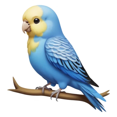 cinematic-[budgie]-realistic-full-body-perched-emoji,-wings-out-flying,-head-tilted-dramatically,-sleek-[blue]-feathers,-simplified-yet-realistic-focused-features,-highly-detailed,-glowing-with-an-almost-sarcastic-glow sticker