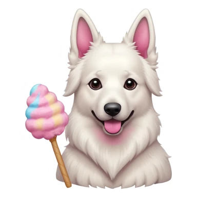 White belgian Shepard loves Cotton candy  in fall sticker