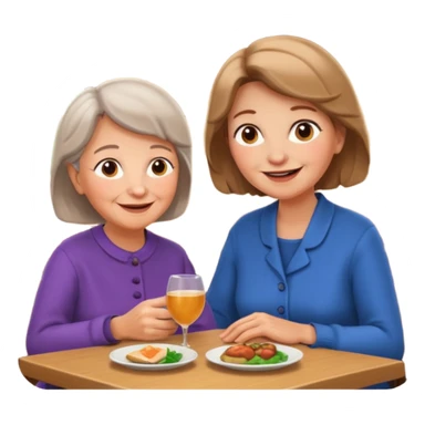 conversación dentro de un restaurant  dos personas y una de las persoans sea una abuela sticker