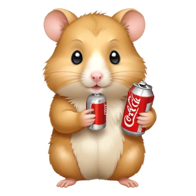 Golden hamster holding a Diet Coke can sticker