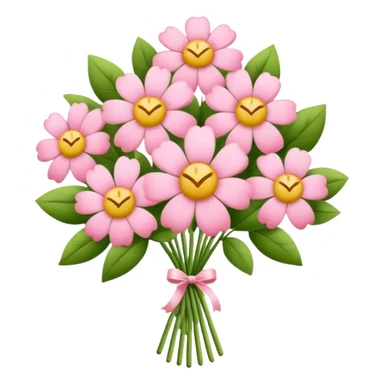 pastel pink flower bouquet, iOS Apple emoji style sticker