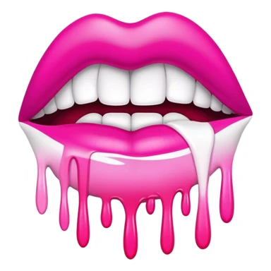 hot pink ombre glossy lips with dripping white paint sticker