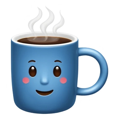 visibly steaming plain blue mug of coffee sticker