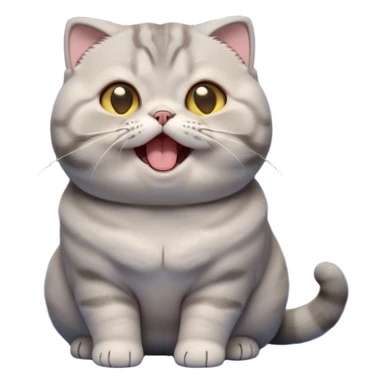 Cinematic Cute Chubby Grey Munchkin Scottish Fold Cat Portrait Emoji, Adorable folded ears and tiny, stubby legs making it irresistibly cute, round and plump body, head tilted playfully and yawning, sleek soft grey fur with subtle blue undertones, big, sparkling yellow eyes, Simplified yet adorable features, highly detailed, glowing with a warm, friendly glow, high shine, curious yet calm, stylized with a touch of whimsy, bright and endearing, soft glowing outline, capturing the essence of a mischievous yet loving and lazy kitty with its signature folded ears and tiny legs, so cute it feels like it could stretch out of the screen and cuddle! sticker