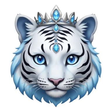 ESO Female white/black tiger khajiit leader of the umbral rose, glowing blue eyes, glowing blue 'third eye' gem; shadow umbral gem silver tiara sticker
