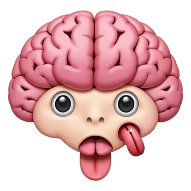 Tongue sticking out of brain with extra grey matter and sopping sticker