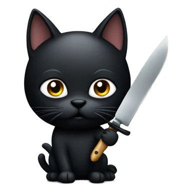 black cat holding a knife sticker