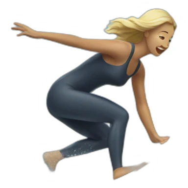 a woman surfing sticker