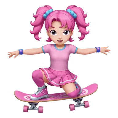 Cute skater girl pinkie pie with two buns and pink outfit, gliding with playful energy. sticker