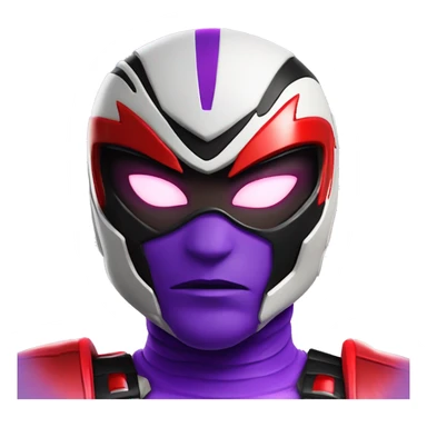 Purple power ranger with spider bones with red eyes on it and black gloves  and boots and with red outlines and 2 red gems on it’s hlmet sticker