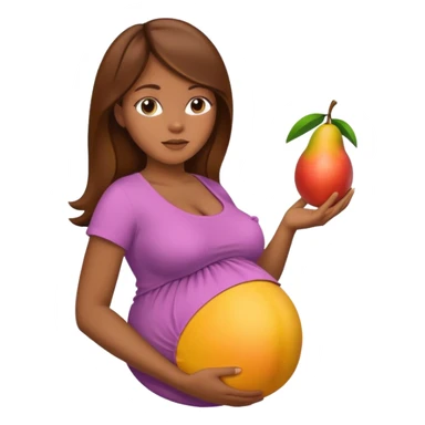 Pregnant woman brown hair with mango in belly sticker