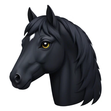 Cinematic Noble Black Horse Portrait Emoji, Poised and regal, with a strong, athletic build and a sleek, well-groomed jet-black fur, deep-set soulful dark eyes, Simplified yet sharp and sophisticated features, highly detailed, glowing with a soft, dignified glow, high shine, intelligent and commanding, stylized with an air of mysterious grace, focused and attentive, soft glowing outline, capturing the essence of a watchful and confident steed, so majestic it feels as though it could gallop out of the screen with effortless authority! sticker