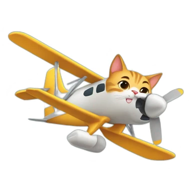 Cute cat flying an airplane sticker