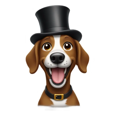Brown dog wearing a top hat and laughing sticker
