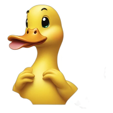 yellow duck frontal face eating pizza with hands sticker