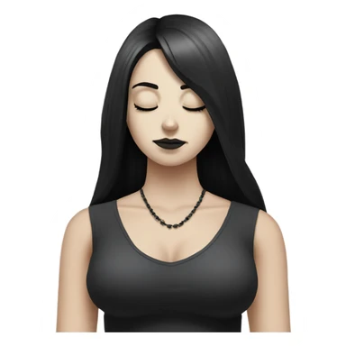 goth white girl and black hair meditating sticker