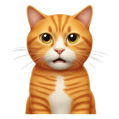 An orange cat that is holding a knife looking very confused at the same time sticker