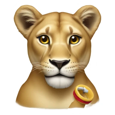 Lioness with a dummy sticker