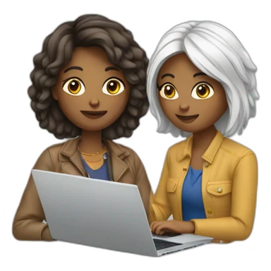 2 female designers with laptop sticker