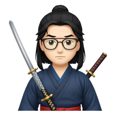samurai, slim, long hair , glasses sticker