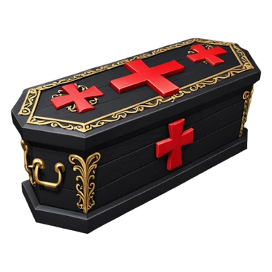 Gothic Victorian black coffin with a Red Cross on it  sticker