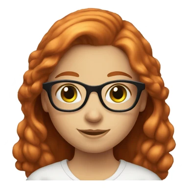 Nerd smiling girl emoji reading a book. Red hair and green eyes sticker
