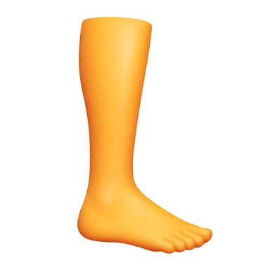 Create a single leg emoji that looks exactly like one of the legs in the reference image, in iOS emoji style. The emoji should have 3D appearance, shiny surface, smooth gradients, soft shadows, and a realistic leg and foot with the classic emoji look. Add a subtle highlight to the shin. sticker