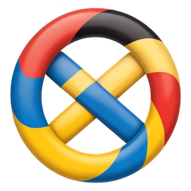 Integration symbol with German and Ukrainian flags connecting sticker