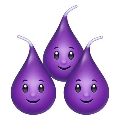 3 purple Drops with kool aids signature color, Juicy , no faces, just like the drops emoji 💦, just singular no extras, spraying left make them sideways sticker