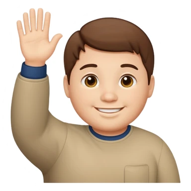 make a short brown hair guy who is chubby we can only see his head and he is waving sticker