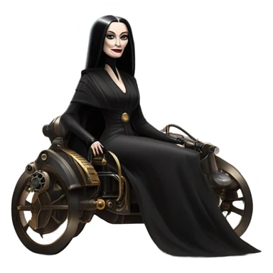 Jedi Morticia Addams piloting a Jumpspeeder anti-gravity repulsorlift swoop steampunk  sticker