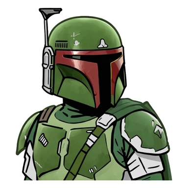 Boba Fett, Star Wars bounty hunter, green bufo frog meme style sticker