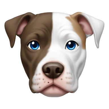 White and brown Pitbull with blue eye sticker