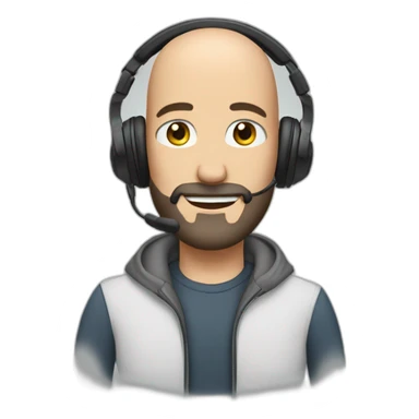 bald man with beard with headset sticker