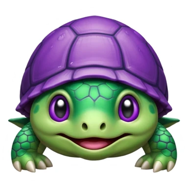 Crying almost sobbing turtle wearing purple sticker