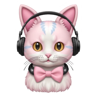 Cat Headphones With Pastel Pink Bow  sticker