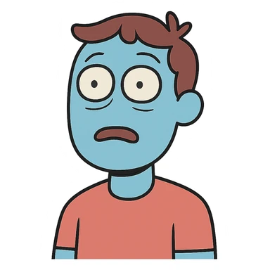 flat toon style blue face with a blank, silly look sticker