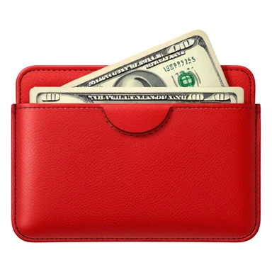 Red wallet with dollars sticker
