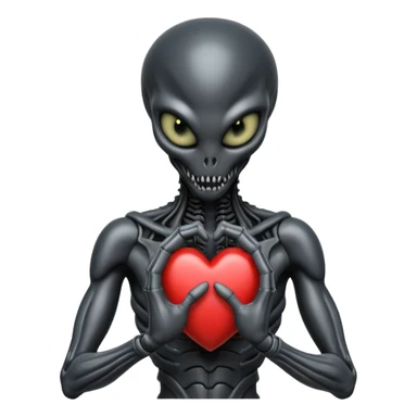 black xenomorph from the movie Alien making heart sign sticker